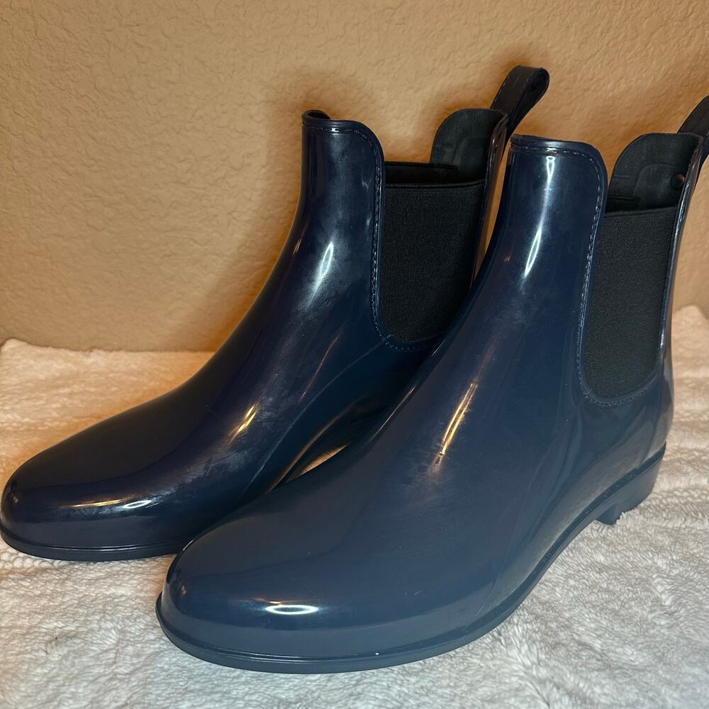Sam Edelman Navy blue Chelsea Ankle Rubber Boots Waterproof Slip On Size 10m